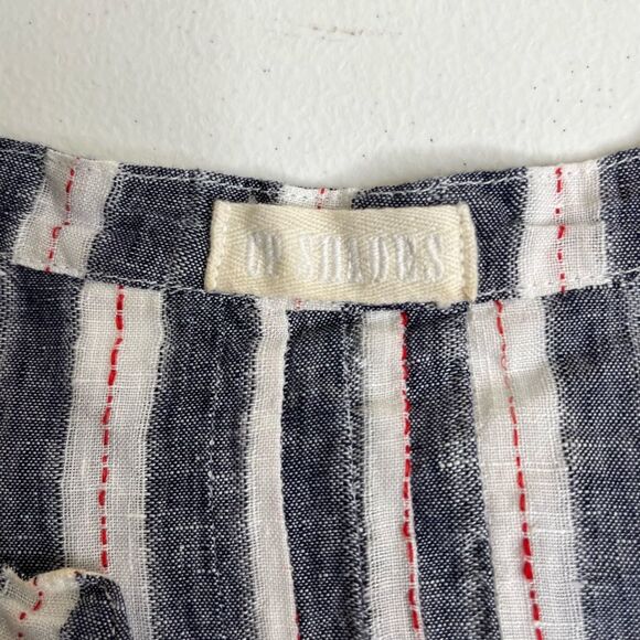 CP Shades Regina 100% Linen Pintuck Tunic Dress Chambray Stripe Women Medium - Picture 9 of 16